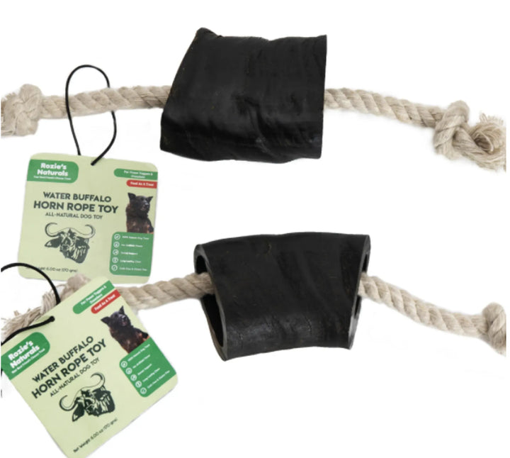 Water Buffalo Horn Rope Tug Toy for Dogs