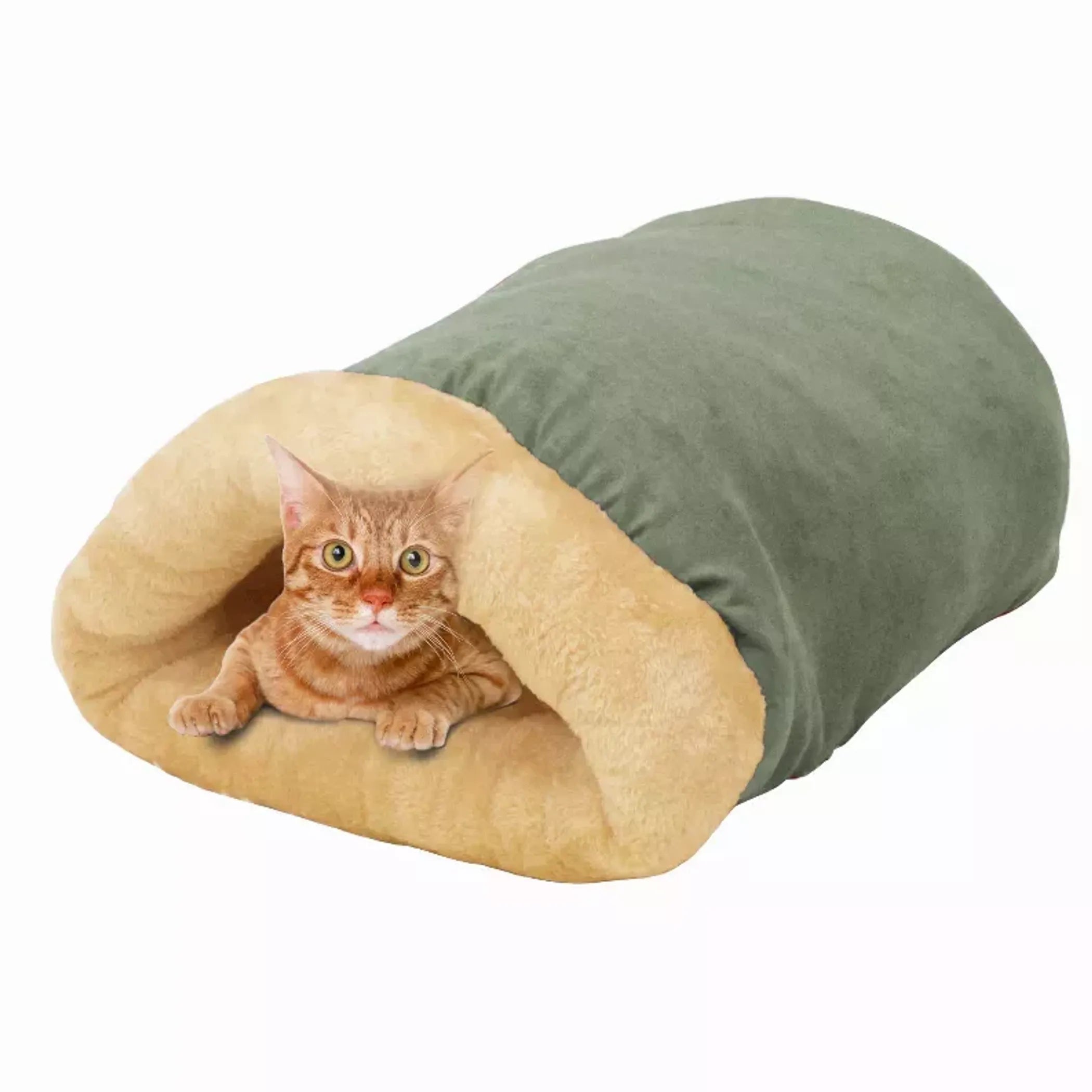 GOOPAWS 4 in 1 Self Warming Burrow Cat Bed, Pet Hideway Sleeping Cuddle Cave - Red Rock Pet Supplies