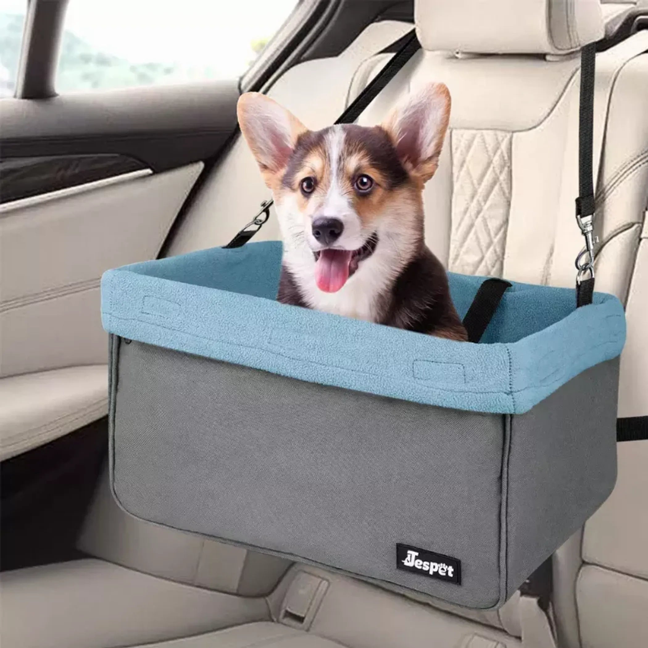 JESPET & GOOPAWS Dog Booster Seats for Cars, Portable Dog Car Seat Travel Carrier with Seat Belt for 24lbs Pets - Red Rock Pet Supplies