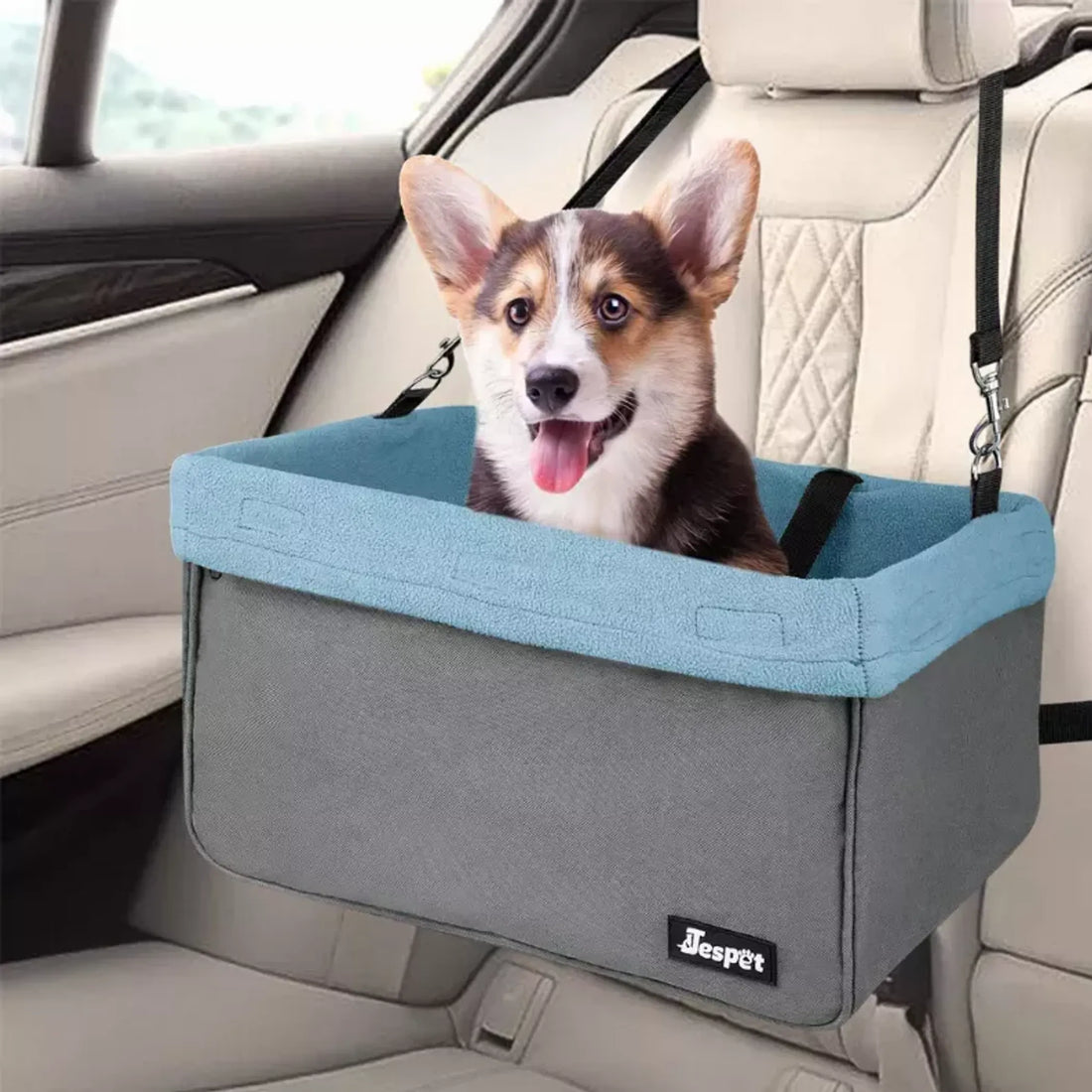 JESPET & GOOPAWS Dog Booster Seats for Cars, Portable Dog Car Seat Travel Carrier with Seat Belt for 24lbs Pets - Red Rock Pet Supplies
