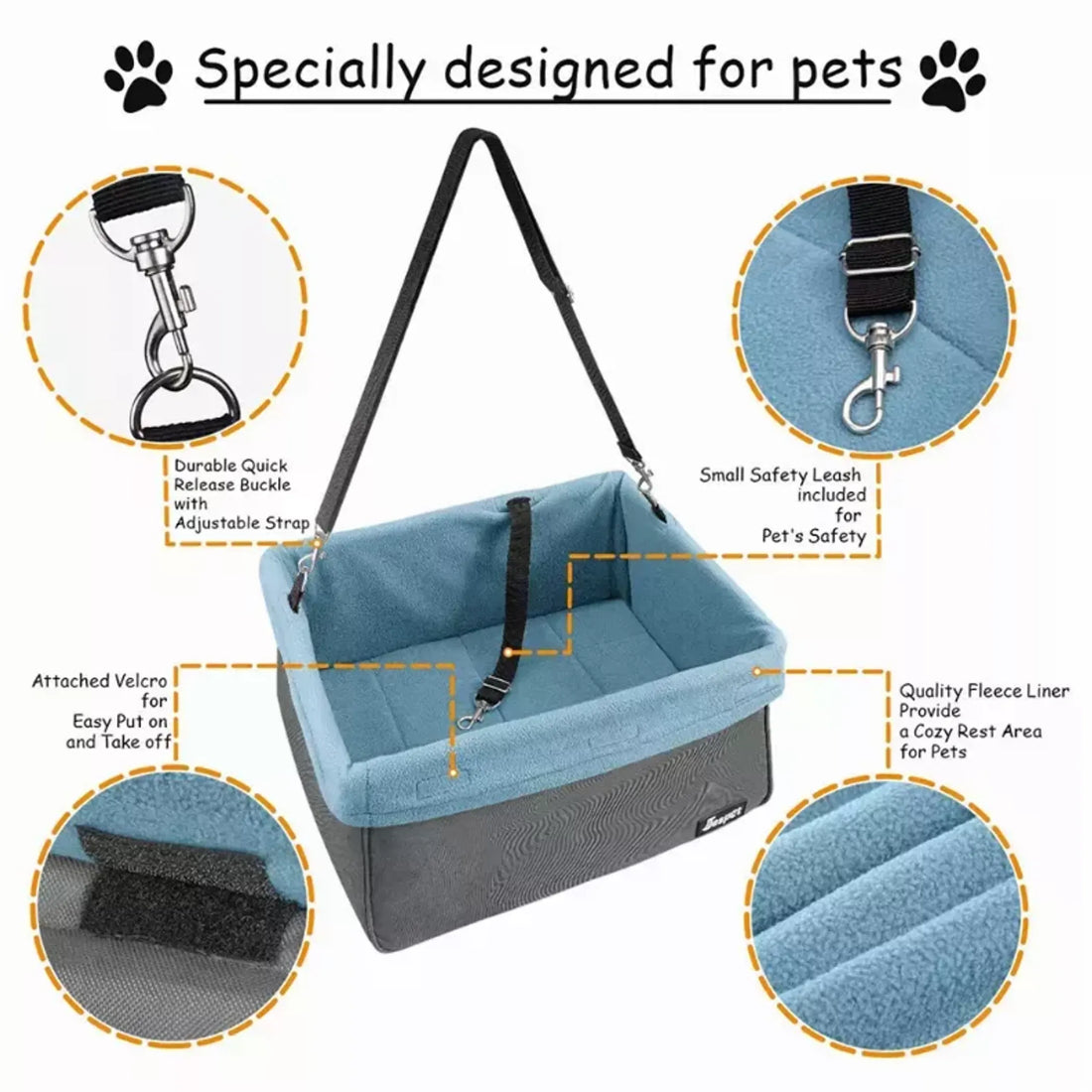 JESPET & GOOPAWS Dog Booster Seats for Cars, Portable Dog Car Seat Travel Carrier with Seat Belt for 24lbs Pets - Red Rock Pet Supplies