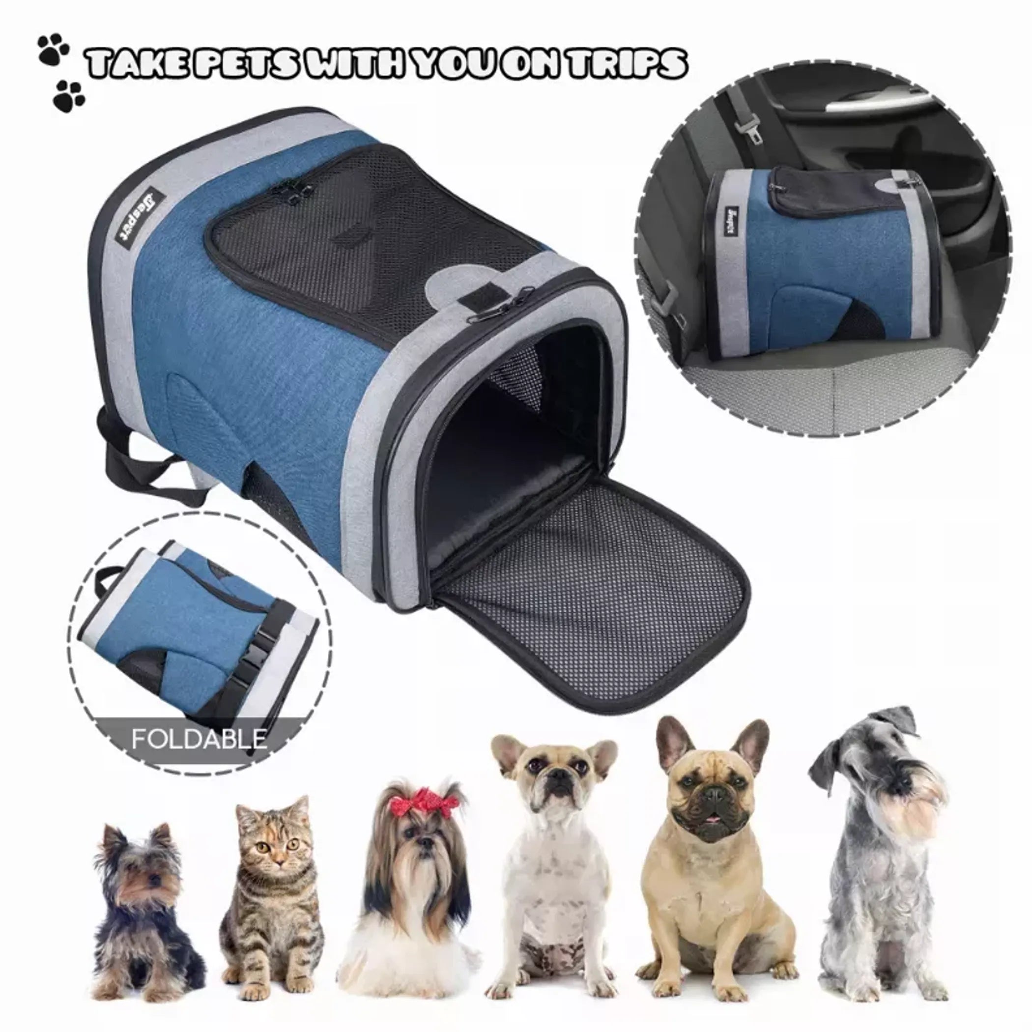 JESPET Pet Backpack Carrier for Small Dog, Puppy, Soft Carrier Backpack Ideal for Traveling, Hiking, Walking and Outdoor Activities with Family - Red Rock Pet Supplies