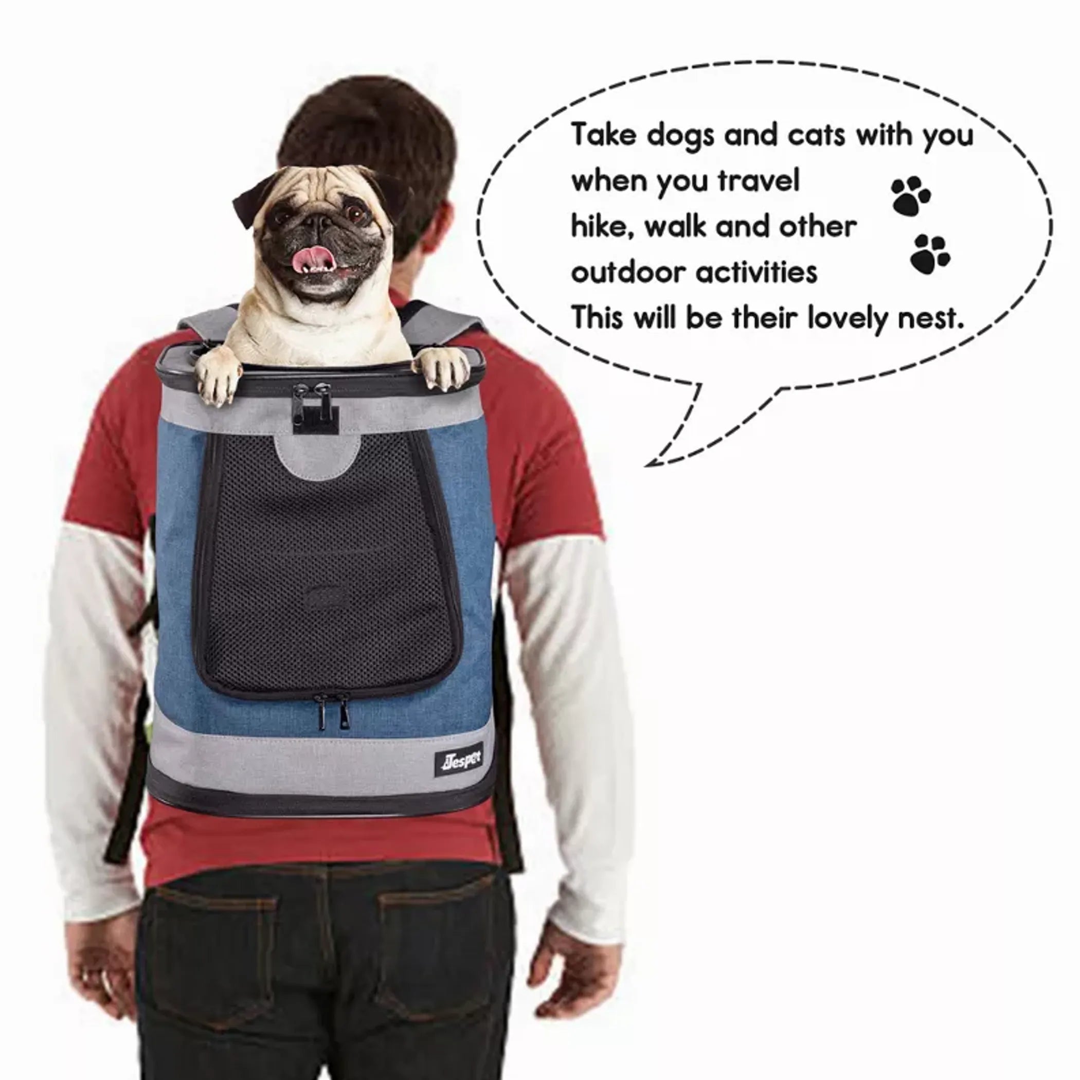 JESPET Pet Backpack Carrier for Small Dog, Puppy, Soft Carrier Backpack Ideal for Traveling, Hiking, Walking and Outdoor Activities with Family - Red Rock Pet Supplies
