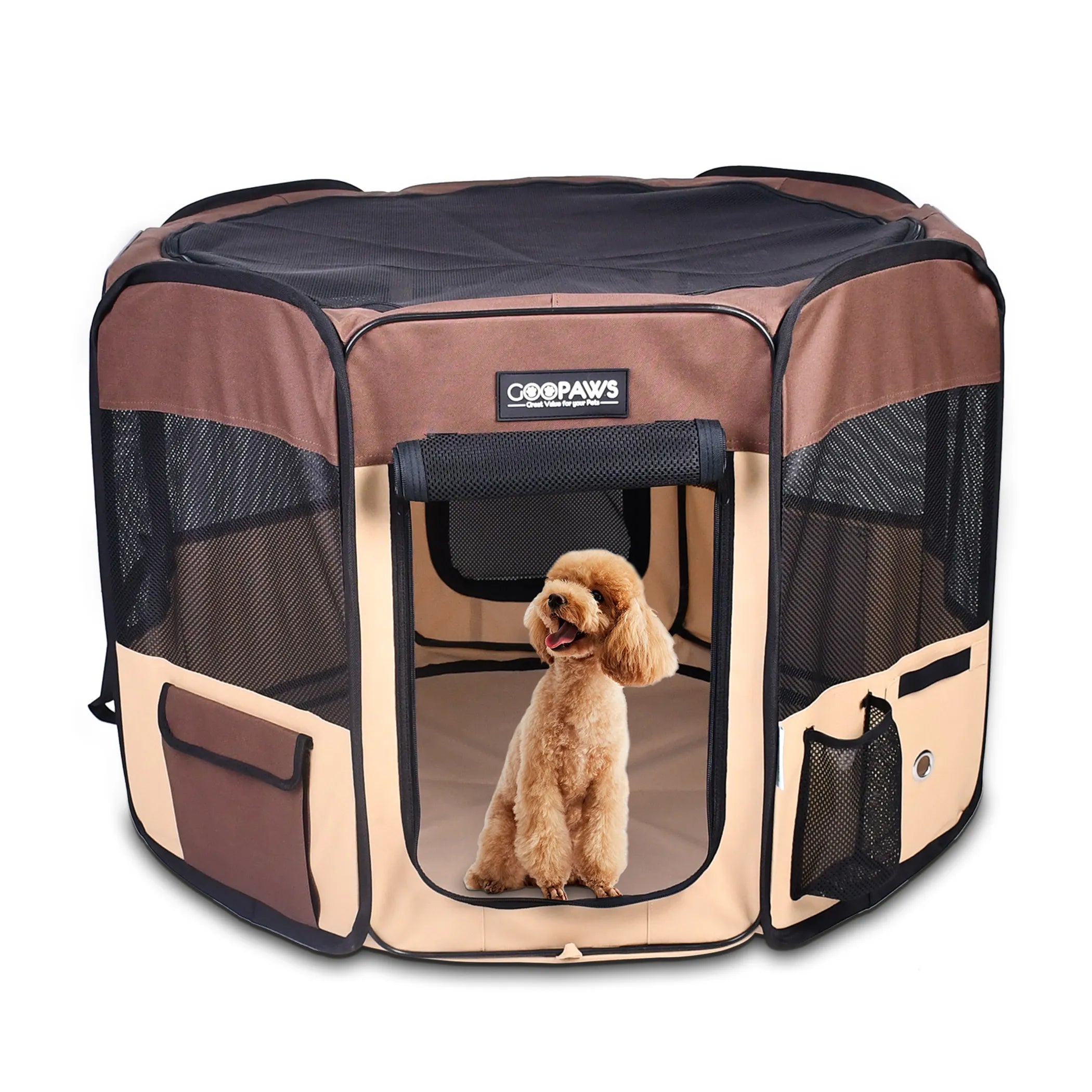 JESPET Pet Dog Playpens 36", 45" & 61" Portable Soft Dog Exercise Pen Kennel with Carry Bag for Puppy Cats Kittens Rabbits, Indoor/Outdoor Use - Red Rock Pet Supplies