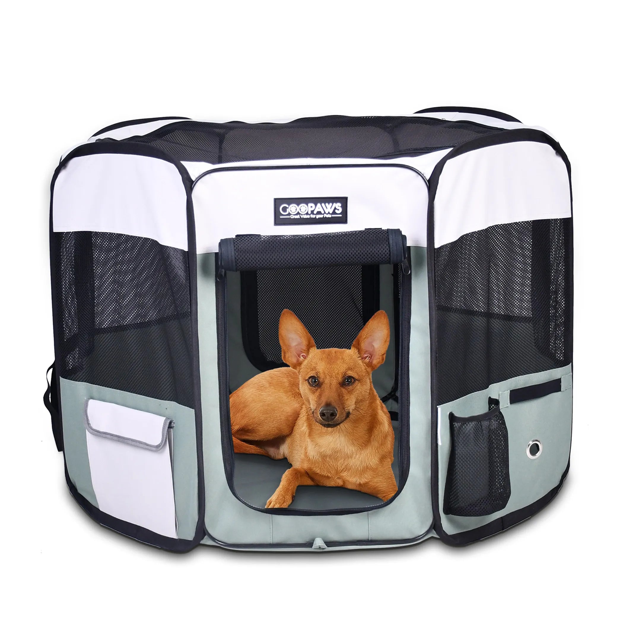 JESPET Pet Dog Playpens 36", 45" & 61" Portable Soft Dog Exercise Pen Kennel with Carry Bag for Puppy Cats Kittens Rabbits, Indoor/Outdoor Use - Red Rock Pet Supplies