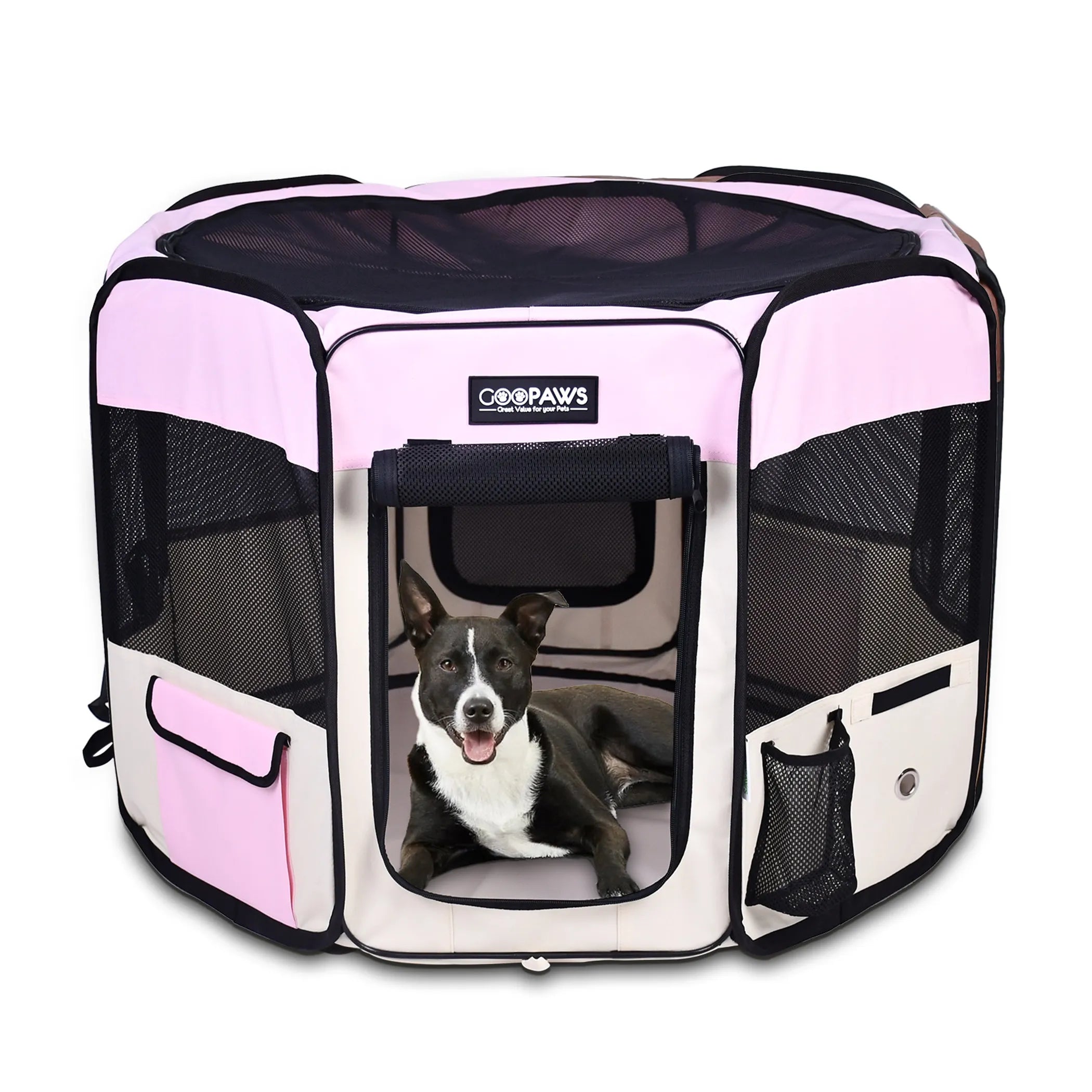 JESPET Pet Dog Playpens 36", 45" & 61" Portable Soft Dog Exercise Pen Kennel with Carry Bag for Puppy Cats Kittens Rabbits, Indoor/Outdoor Use - Red Rock Pet Supplies