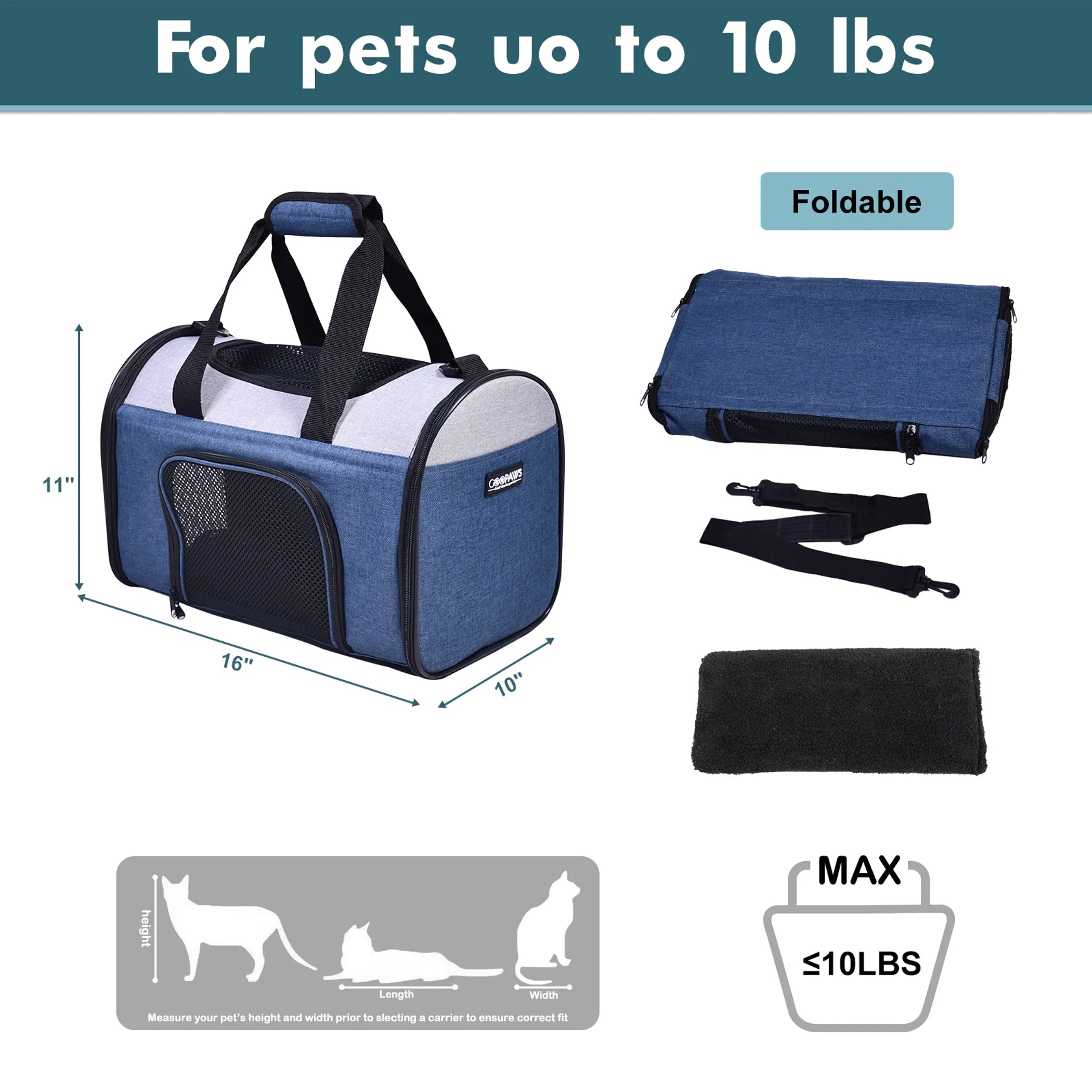 JESPET Soft-Sided Kennel Pet Carrier for Small Dogs, Cats, Puppy, Airline Approved Cat Carriers Dog Carrier Collapsible, Travel Handbag & Car Seat - Red Rock Pet Supplies