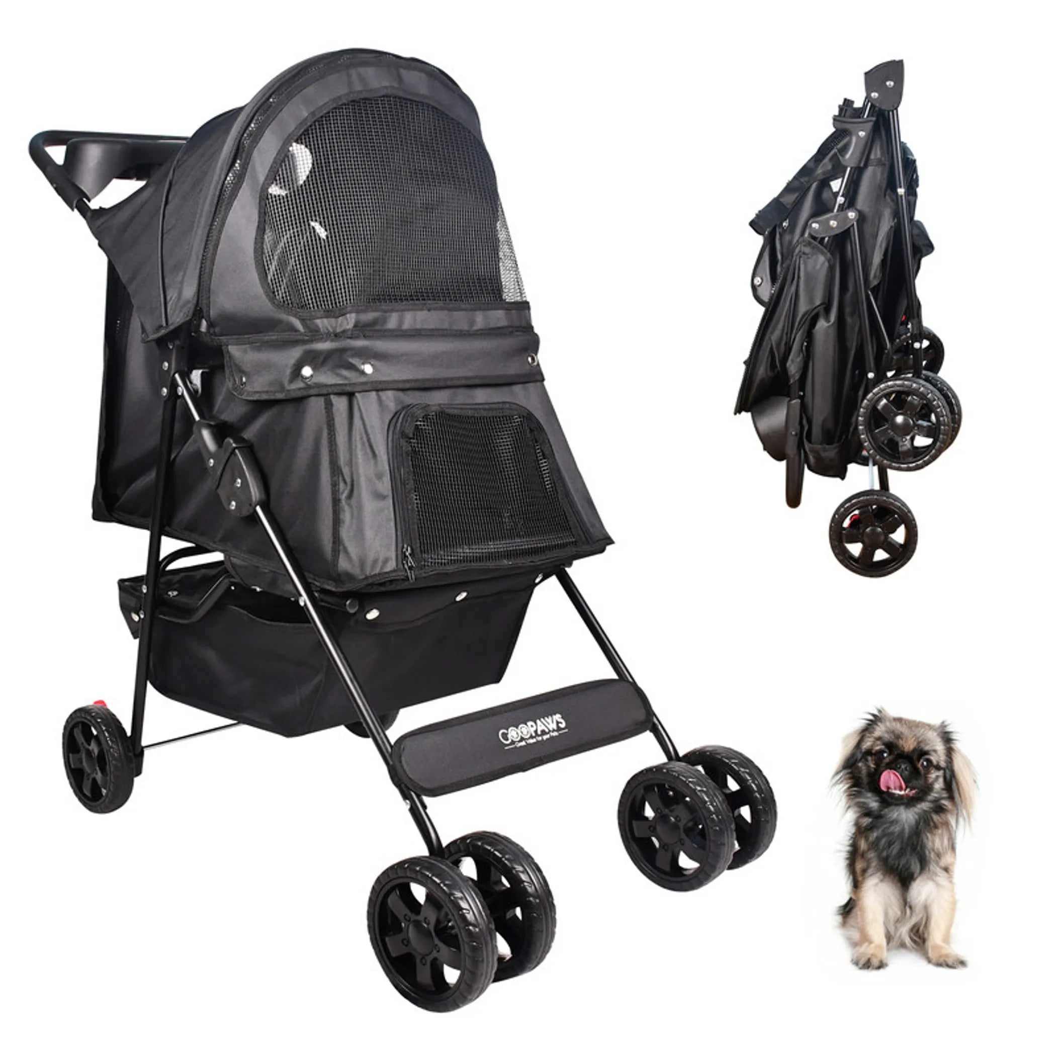 GOOPAWS 4 Wheel Dog Stroller, 36-in - Red Rock Pet Supplies