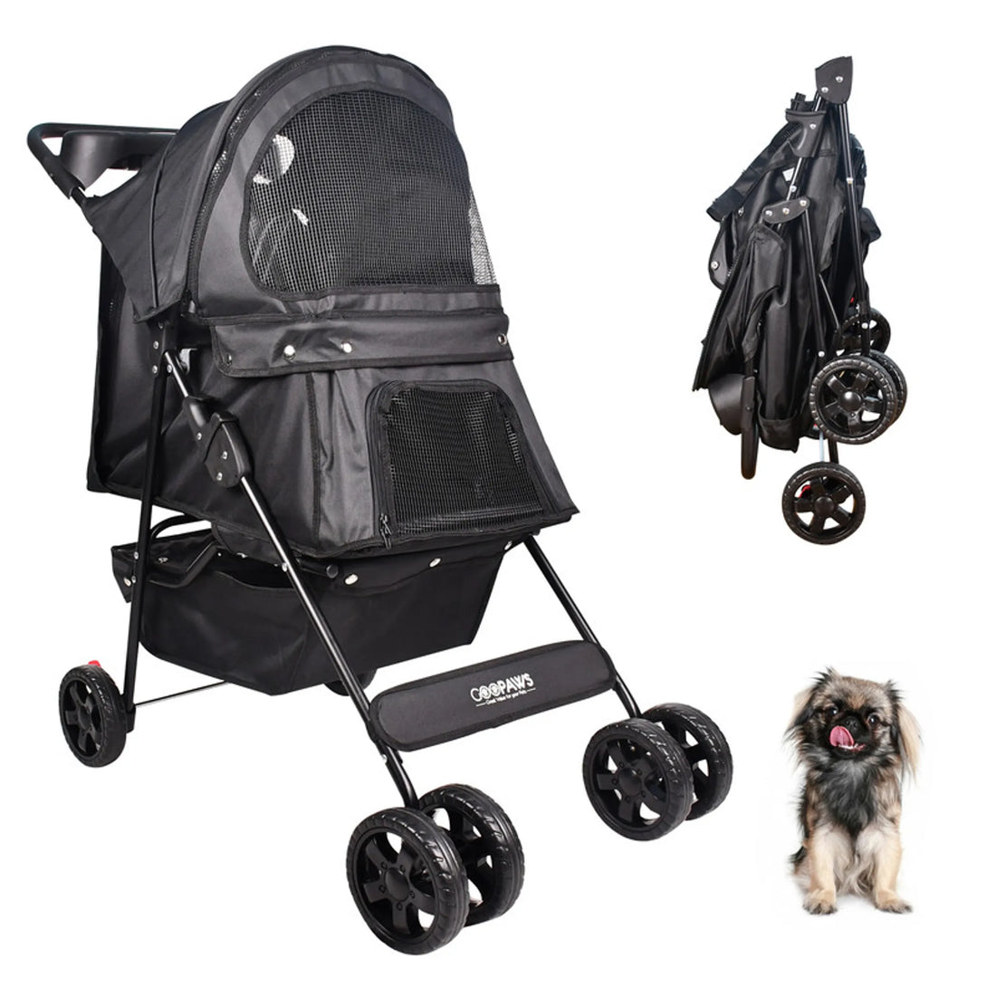 GOOPAWS 4 Wheel Dog Stroller, 36-in - Red Rock Pet Supplies