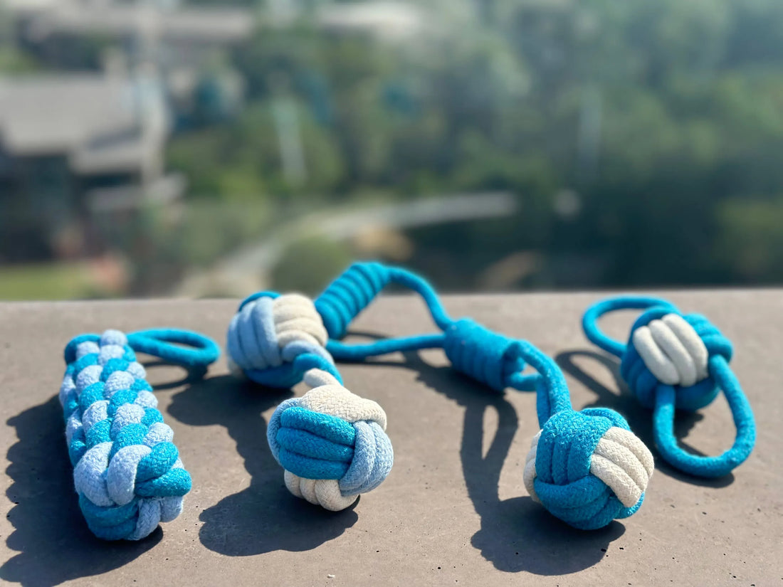 Handmade Sustainable Rope Toys 4 Pc Set, Rope Chew Toys