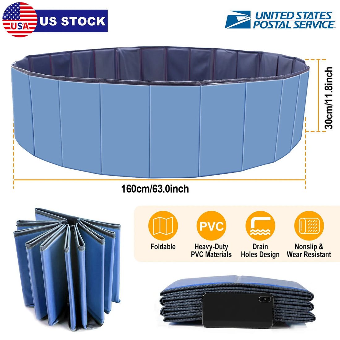 Foldable Pet Swimming Pool PVC Kiddie Baby Dog