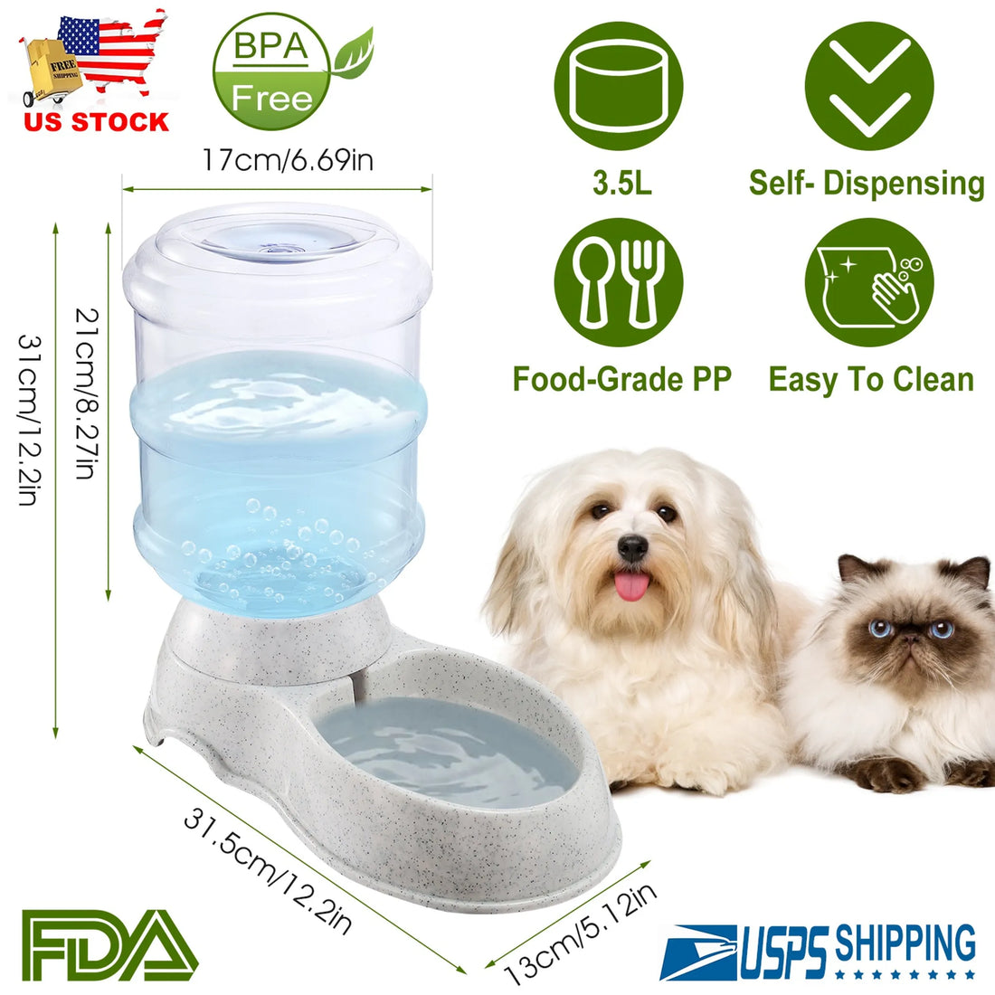 3.5L/1Gal Pet Water Dispenser Self-Dispensing Gravity