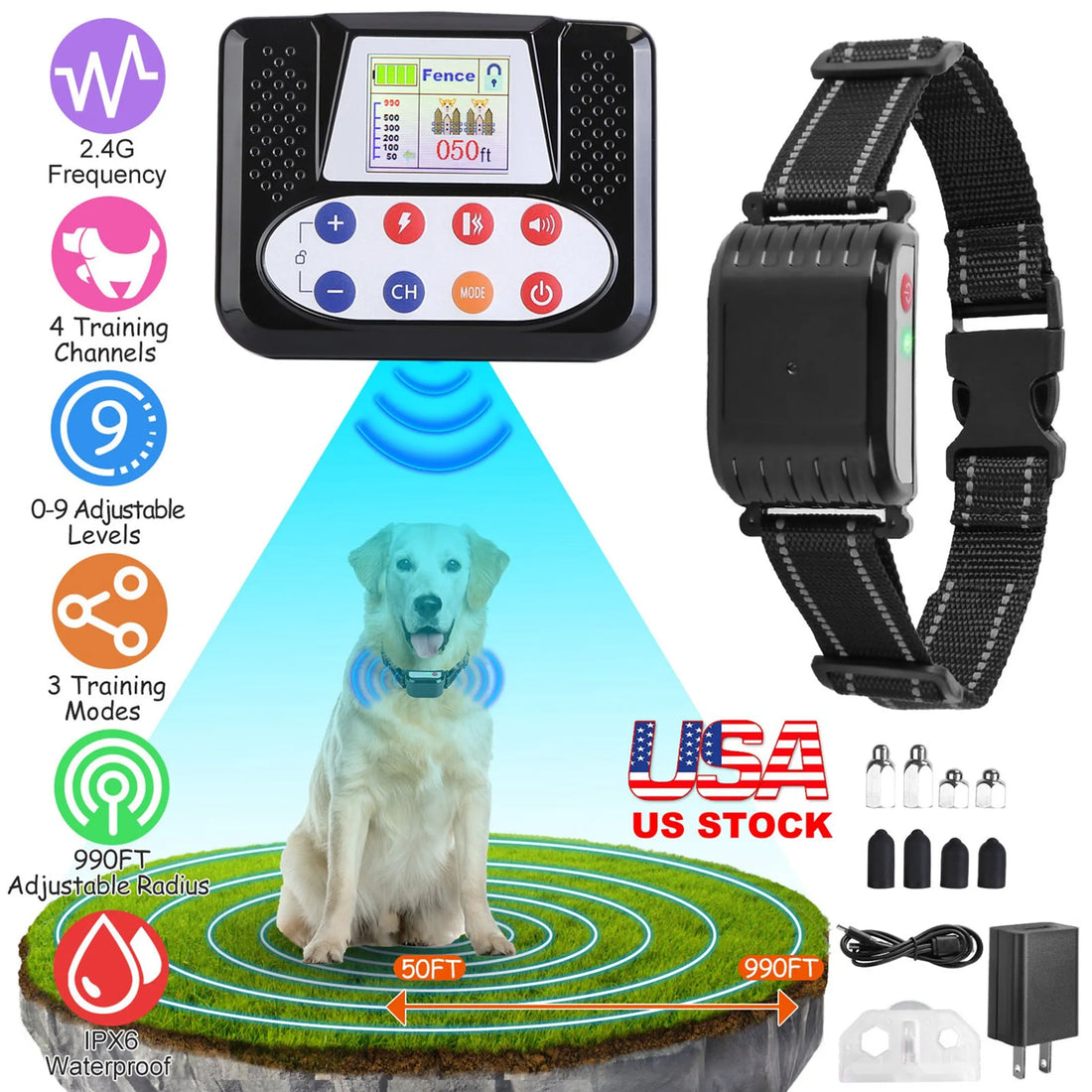 990FT Range Dog Wireless Fence