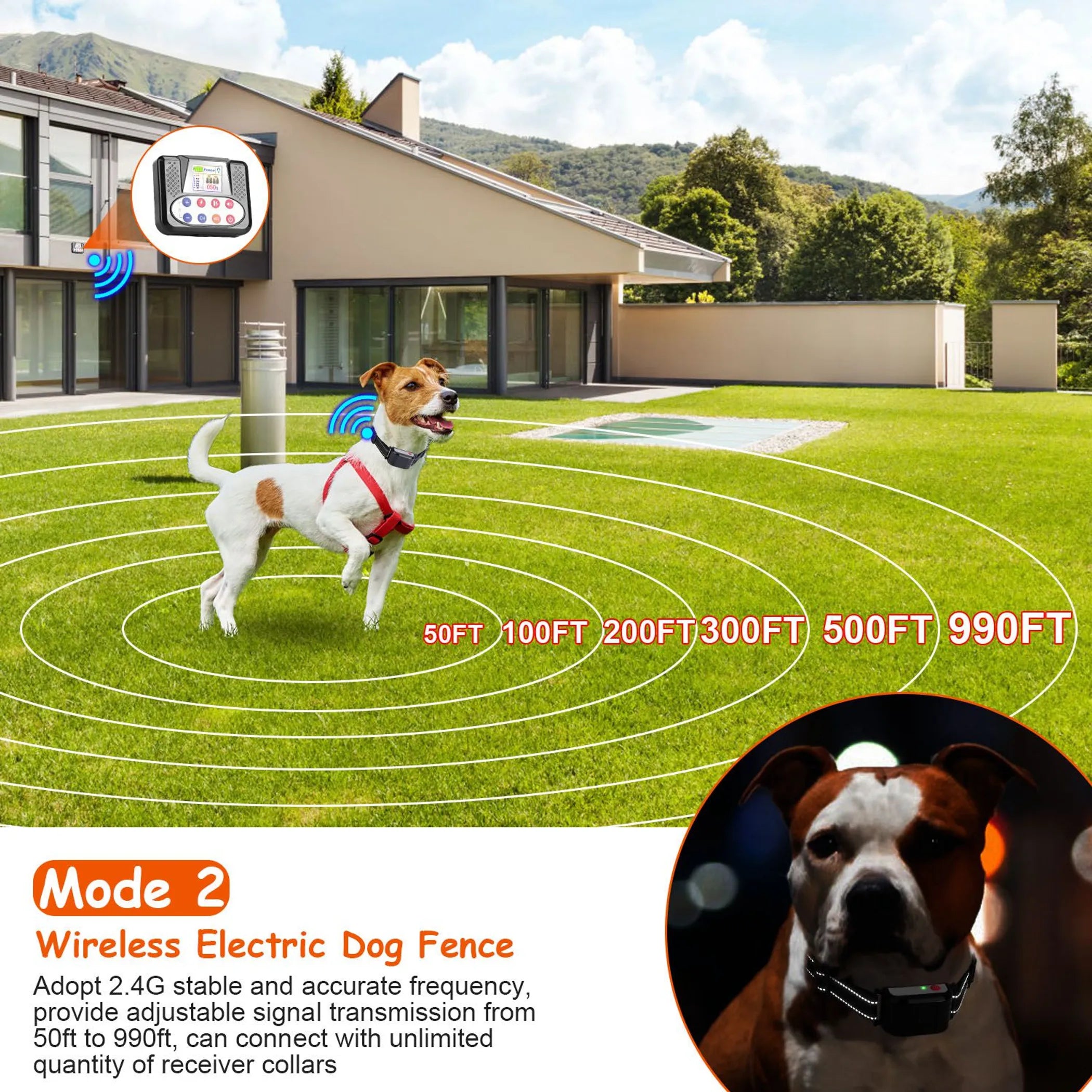 990FT Range Dog Wireless Fence