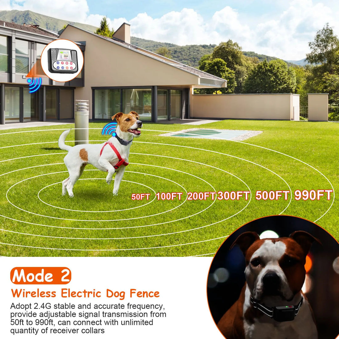 990FT Range Dog Wireless Fence