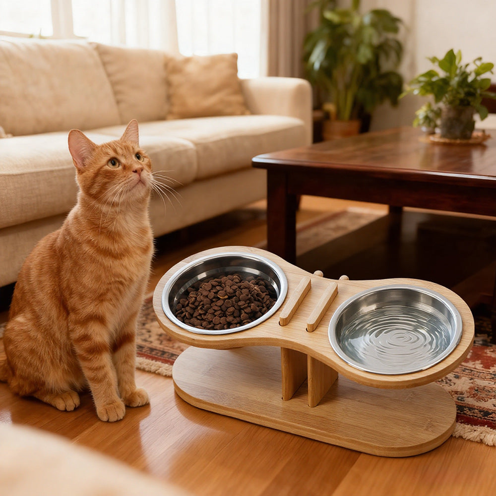 Tilted Pet Stand With A Feeding Bowl