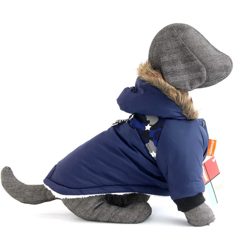 Pet Warm Coat Traction Rope Clothes