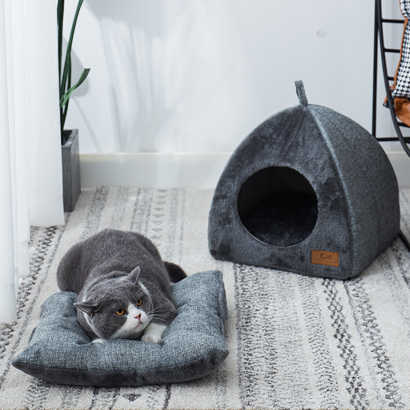 Triangle Cat Nest Warm Thickened Pet Bed