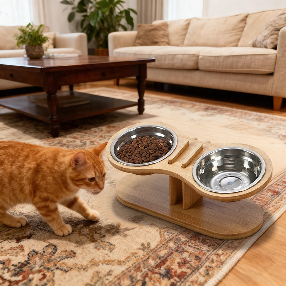 Tilted Pet Stand With A Feeding Bowl